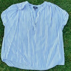 Jones New York black white stripe rayon top XL